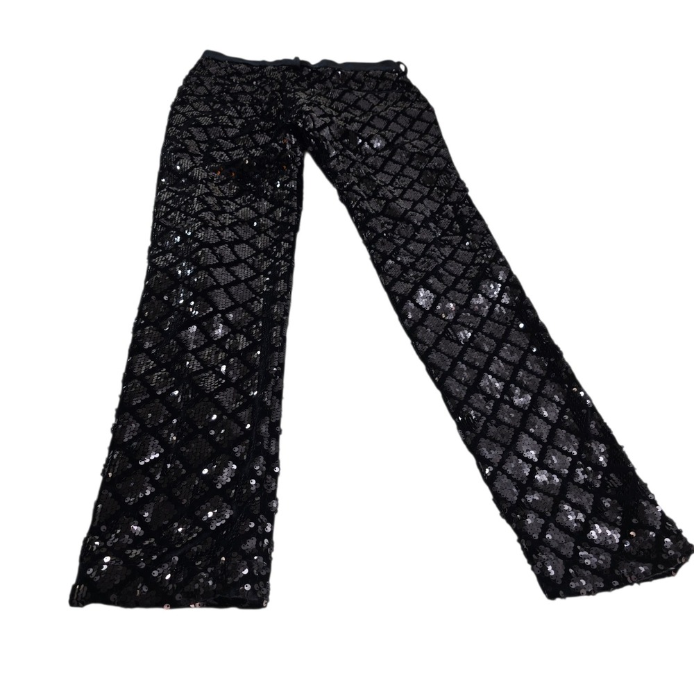 ASOS Design Suit Mens 38/31 Black Sequin Velvet Shawl Lapel Belted Luxury Disco - Picture 11 of 16